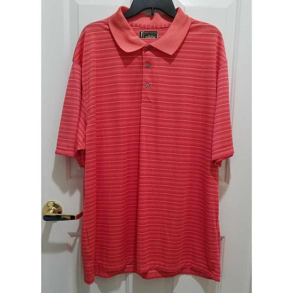 Mens Size XXL Orange stripped Golf Shirt